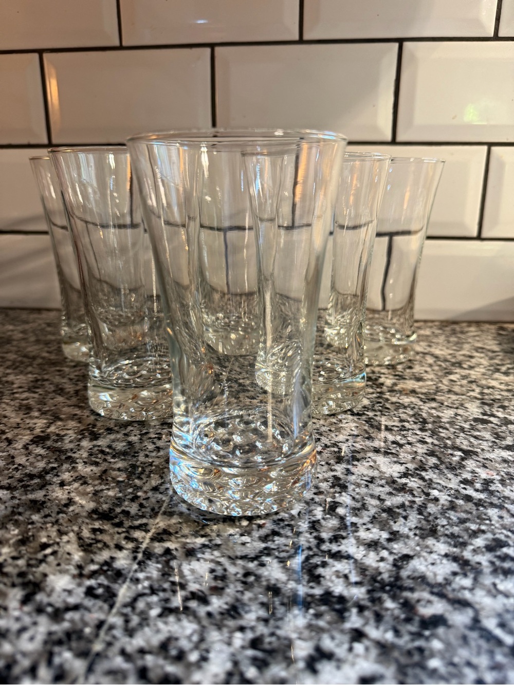 Vintage set of 6 glasses. Hobnail bottom.